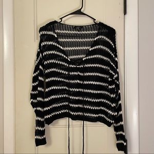 Black and white crochet top - size MEDIUM.